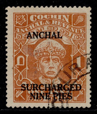 indian-states-cochin-gvi-sg84-9p-on-1a-fine-used