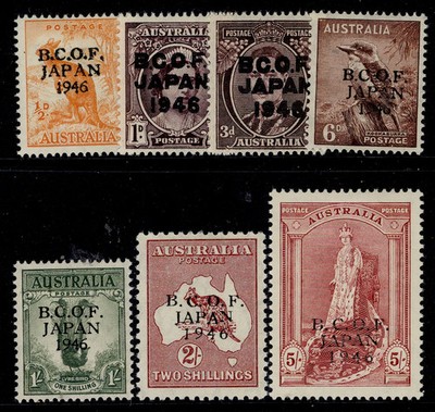 australia-bcof-japan-gvi-sg-j1-j7-1946-47-complete-set-lh-mint-cat-220
