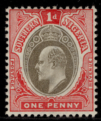 southern-nigeria-edvii-sg22-1d-grey-black-carmine-m-mint-cat-18-ordinary