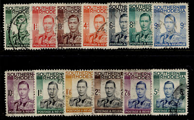 southern-rhodesia-gvi-sg40-52-1937-complete-set-fine-used-cat-26