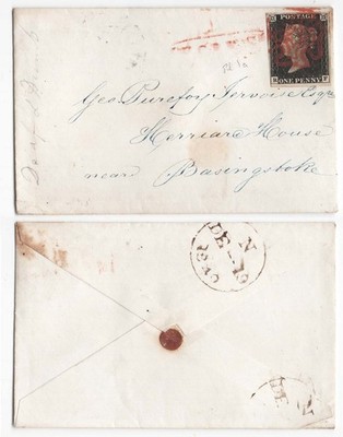 gb-1840-1d-intense-black-plate-1a-rf-vfu-on-small-neat-cover-4-good-margins