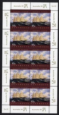 australia-sg1727-45c-flying-cloud-with-a99-tab-sheetlet-of-10-stamps-u-m
