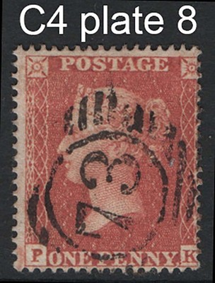 gb-1854-1d-red-die-2-sc16-plate-8-pk-vfu-sg21-c4-small-crown-perf-16-c75