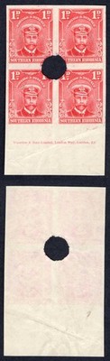 southern-rhodesia-sg2-1d-bright-rose-imperf-proof-imprint-block