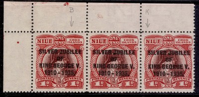 nz-niue-gv-sg69-69a-69b-1d-red-brown-lake-nh-mint-narrow-k-b-in-strip