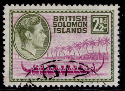 british-solomon-islands-gvi-sg64-2d-magenta-sage-green-fine-used