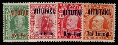 cook-islands-aitutaki-gv-sg9-12-1911-16-complete-set-m-mint-cat-100