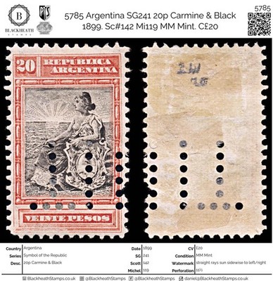 5785-argentina-sg241-20p-carmine-black-1899-sc-142-mi119-mm-mint-c20