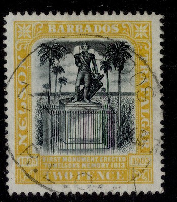 barbados-edvii-sg148-2d-black-yellow-fine-used