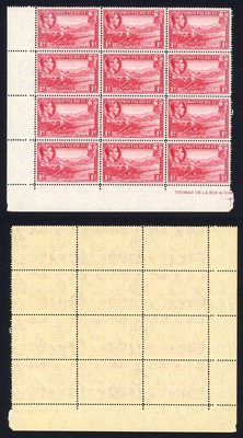 montserrat-sg102a-1938-1d-carmine-perf-14-u-m-block-of-12-u-m-cat-21-pounds