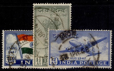 india-gvi-sg301-303-1947-independence-set-fine-used
