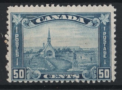 canada-1930-50c-blue-acadian-church-fresh-mint-patchy-gum-with-offset-sg302