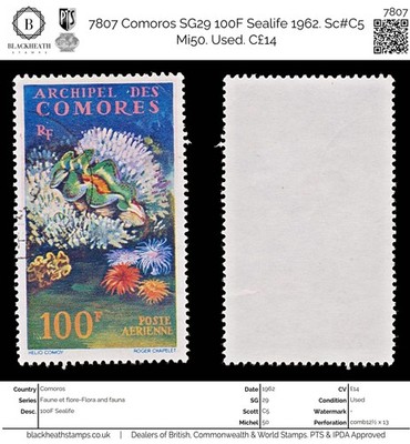 7807-comoros-sg29-100f-sealife-1962-sc-c5-mi50-used-c14