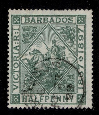 barbados-qv-sg126-d-dull-green-fine-used-cat-30-cds