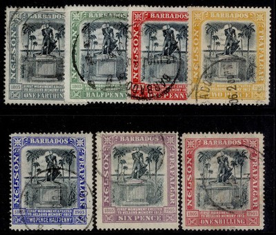 barbados-edvii-sg145-151-1906-nelson-centenary-set-used-cat-80