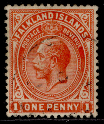 falkland-islands-gv-sg61d-1d-orange-vermilion-fine-used