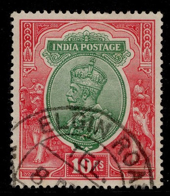 india-gv-sg189-10r-green-scarlet-fine-used-cat-10-telegraph-cancel