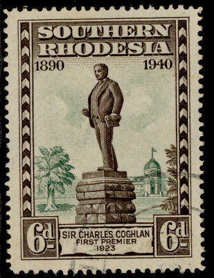 southern-rhodesia-gvi-sg59-6d-chocolate-green-fine-used