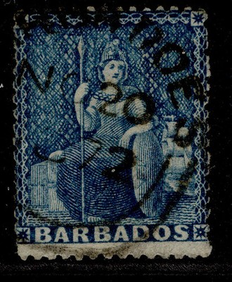 barbados-qv-sg52-1d-blue-vfu-cds-pmk