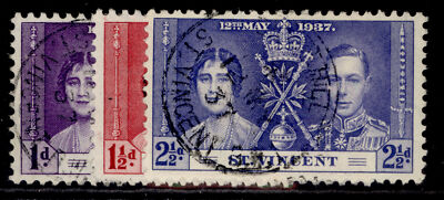 st-vincent-gvi-sg146-148-1937-coronation-set-fine-used
