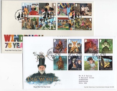 gb-2023-windrush-disc-world-terry-pratchett-sets-fdcs-fine-sg5037-44