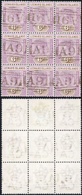 virgin-is-leeward-is-sg5-6d-block-of-nine-a91-used-on-board-the-cunard-line