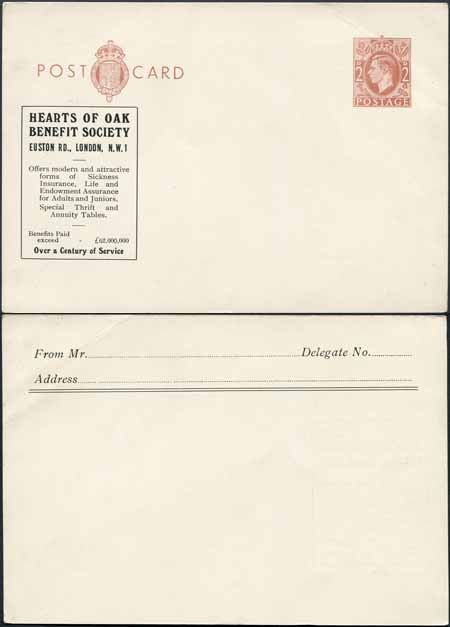 cs129-kgvi-2d-brown-postcard-stamp-l26-size-g-mint-hearts-of-oak-benefit-society