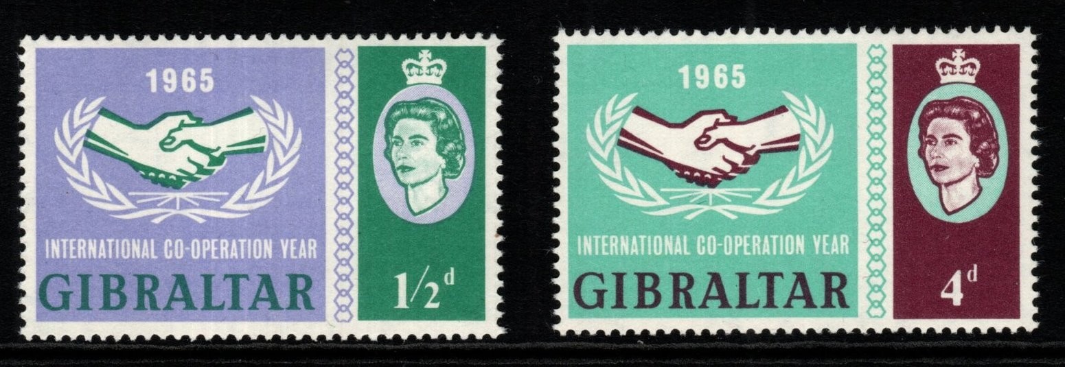 gibraltar-sg182-3-1965-international-co-operation-year-mnh