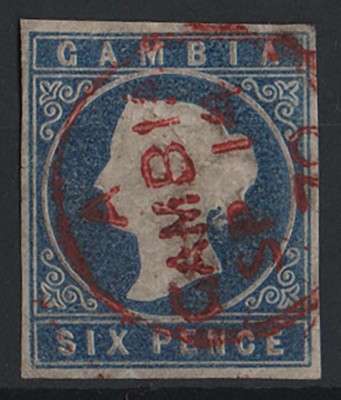 gambia-1869-6d-blue-no-wmk-imperf-sg3a-vfu-red-cds-4-good-margins-c180