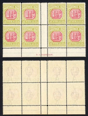 australia-sgd93-1-1-2d-post-due-t-s-harrison-imprint-gutter-block-of-8-u-m
