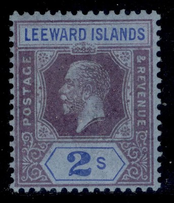 leeward-islands-gv-sg55-2s-purple-blue-blue-lh-mint-cat-20-die-ii