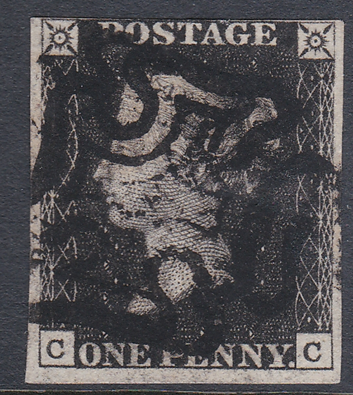 queen-victoria-1840-1d-black-plate-6-4-margin-black-centred-mx-lettered-c-c