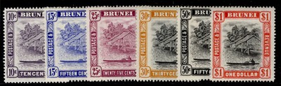 brunei-gvi-sg85-90-1947-51-group-10c-to-1-m-mint-cat-30