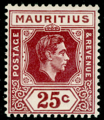 mauritius-sg259-25c-brown-purple-vlh-mint-cat-20-chalky
