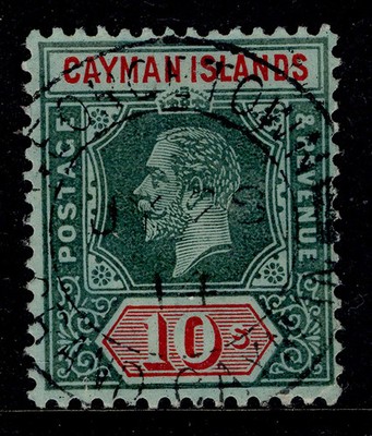 cayman-islands-gv-sg52b-10s-dp-green-red-green-white-back-vfu-cat-225-cds