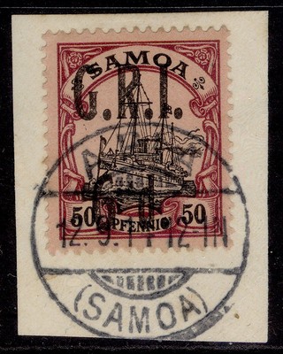 samoa-qv-sg108-6d-on-50pf-black-purple-buff-vfu-cat-35-full-pmk-on-piece