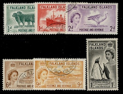 falkland-islands-qeii-sg187-192-1955-57-complete-set-fine-used-cat-26