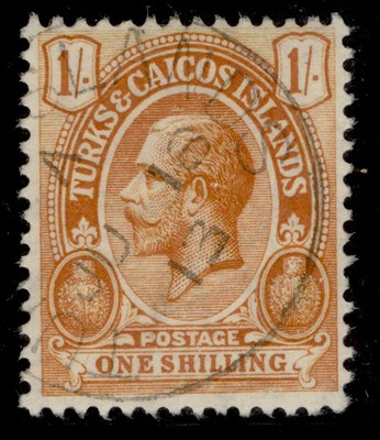 turks-caicos-islands-gv-sg137-1s-brown-orange-very-fine-used-cds