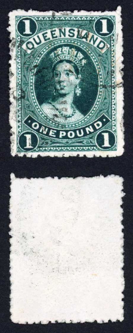 queensland-sg161a-one-pound-deep-green-re-entry-very-fine-used