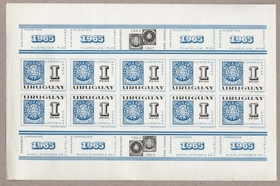 uruguay-1965-first-river-plate-stamp-exhibition-1p-imperf-proof-sheet-of-10-in