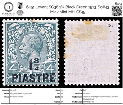 6451-levant-sg38-1-black-green-1913-sc-43-mi42-mint-mh-c45