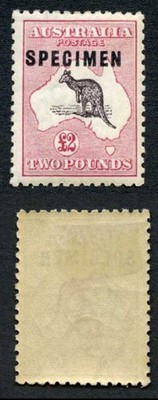 australia-sg45s-two-pound-purple-black-and-pale-rose-3rd-wmk-m-m-specimen-type-c