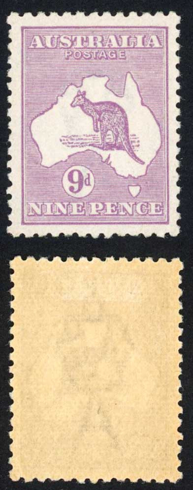 australia-sg39-9d-violet-die-ii-kangaroo-wmk-3rd-crown-m-m-lightly-toned