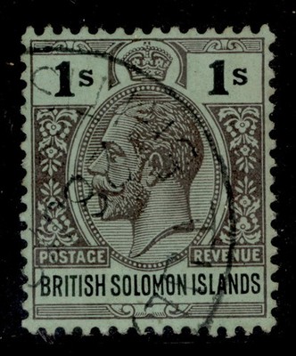 british-solomon-islands-gv-sg33-1s-black-green-fine-used-cds
