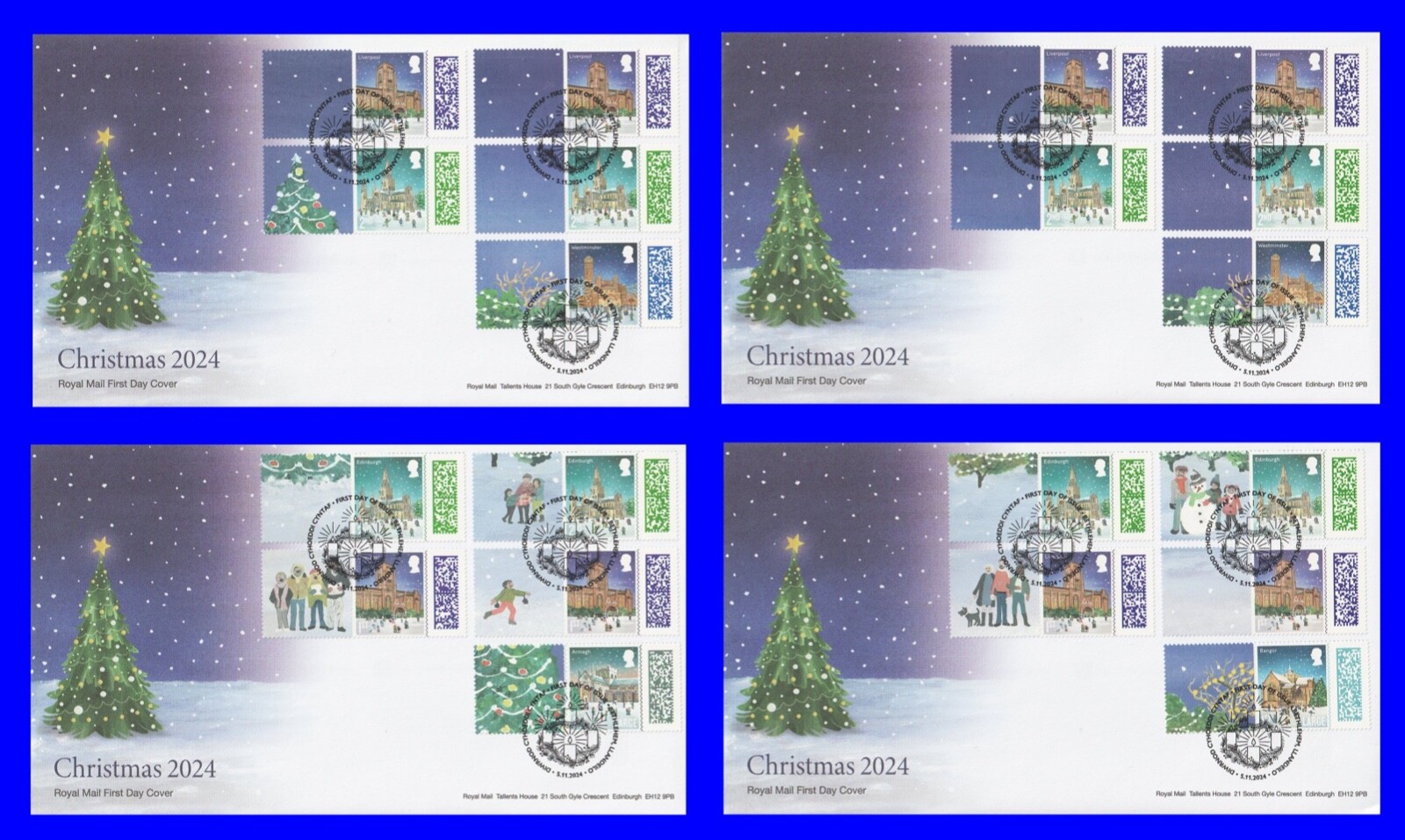 gb-2024-christmas-smilers-collector-sheet-set-of-4-fdc-s-gs-168-ls-166