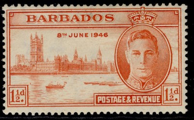 barbados-gvi-sg262a-1d-red-orange-m-mint-cat-45-two-flags-on-tug