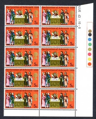 sg819-1970-5d-anniversaries-with-gold-and-embossing-shift-block-of-10-u-m