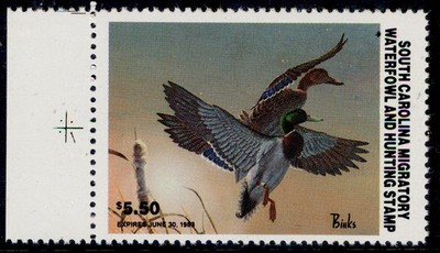usa-1982-5-50-south-carolina-duck-stamp-scott-2-nh-mint-cat-95