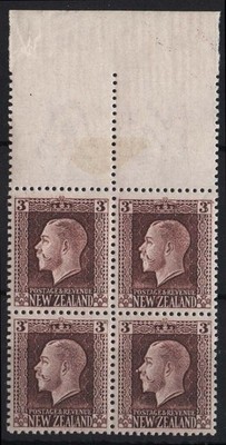 new-zealand-1915-3d-chocolate-p14x13-sg420-um-marginal-blk-of-4-c88-as-mm