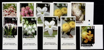 mauritius-qeii-sg1180-1190-2009-flowers-values-to-25r-imperf-proofs-nh-mint